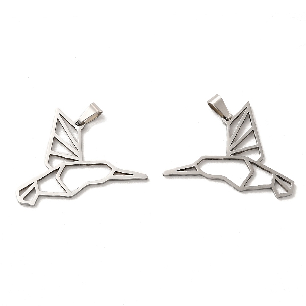 

PandaHall 201 Stainless Steel Origami Pendants, Hummingbird Outline Charms, Stainless Steel Color, 26.5x36.5x1.3mm, Hole: 6.5x3.3mm 201...