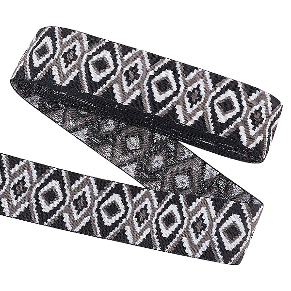 

PandaHall FINGERINSPIRE 5 Yards Ethnic Style Nylon Elastic Band 2inch Wide Black Sewing Elastic Bands Embroidery Flat with Horse Eye Pattern...