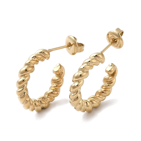 

PandaHall 304 Stainless Steel Twist Stud Earrings, Half Hoop Earrings for Women, Real 18K Gold Plated, 19x3.5mm 304 Stainless Steel Twist