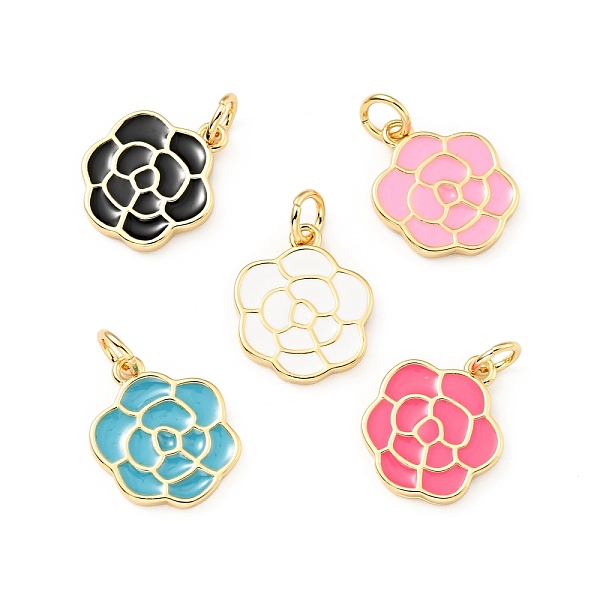 

PandaHall Brass Enamel Pendants, with Jump Rings, Cadmium Free & Lead Free, Flower, Real 18K Gold Plated, Mixed Color, 18.5mm, Hole: 3.5mm..., Multicolor