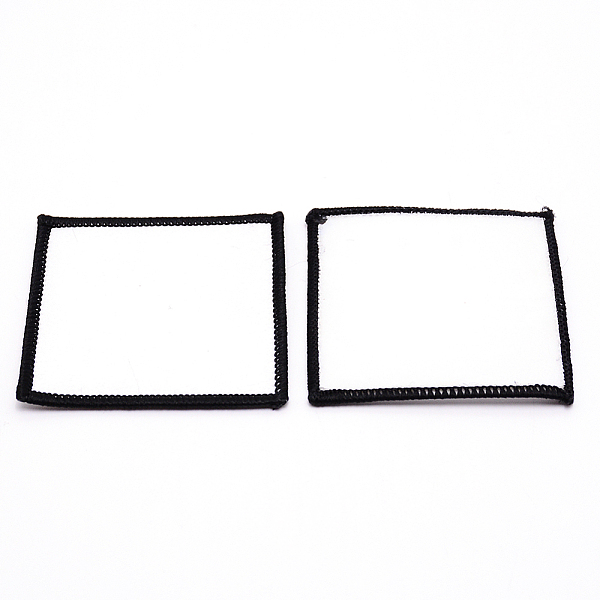 PandaHall Black Border Blanks Patch, Iron on/Sew on Patches, for Clothes, Hats, Uniforms, Backpacks or Other Objects, Square, White...
