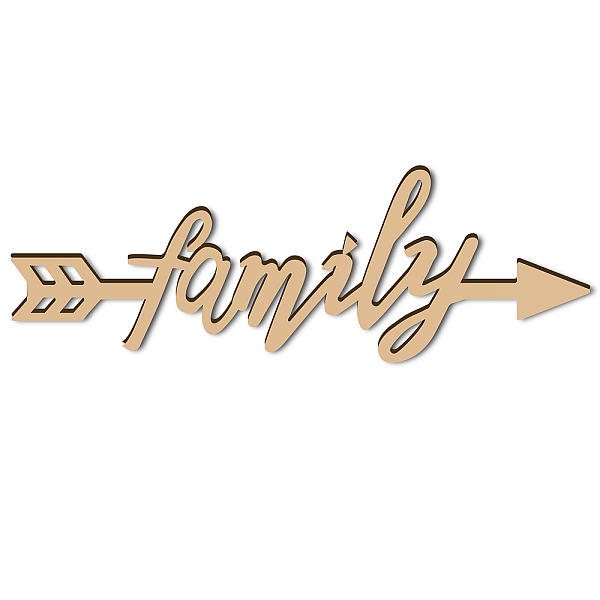 

PandaHall Laser Cut Wooden Wall Sculpture, Torus Wall Art, Home Decor Meditation Symbol, Word Family, BurlyWood, 9x28cm Wood Word Orange