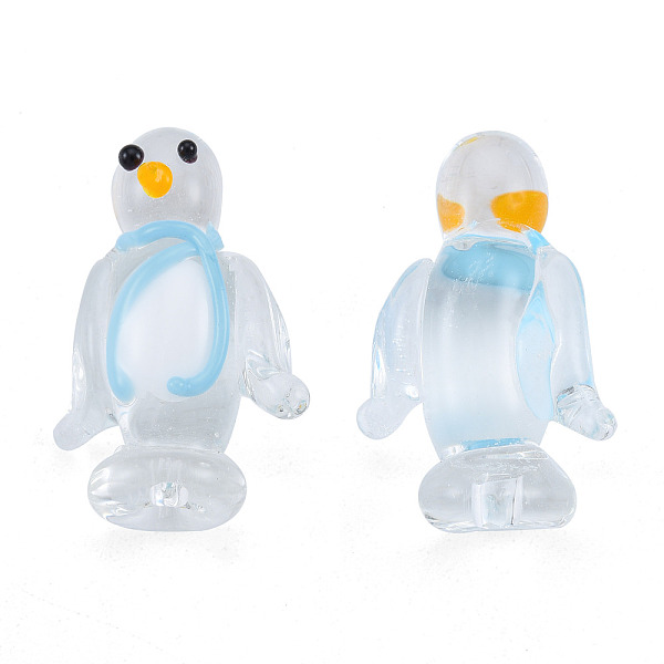 

PandaHall Handmade Lampwork Beads, No Hole, Penguin, Light Sky Blue, 24~26x17~19.5x10~11.5mm Lampwork Penguin