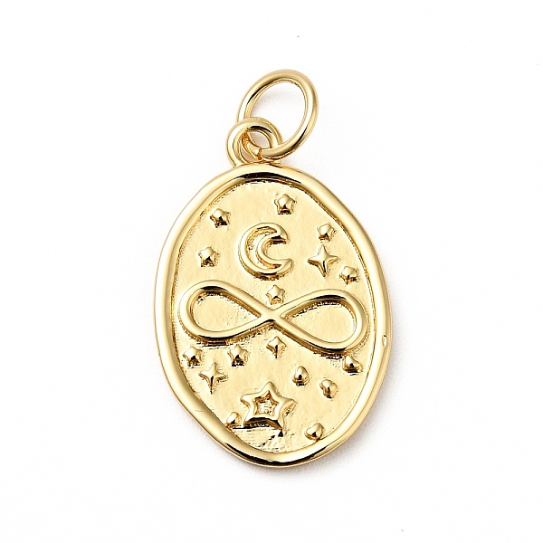 

PandaHall Rack Plating Brass Pendants, Oval Charm with Moon & Infinity, Cadmium Free & Nickel Free & Lead Free, Real 18K Gold Plated...