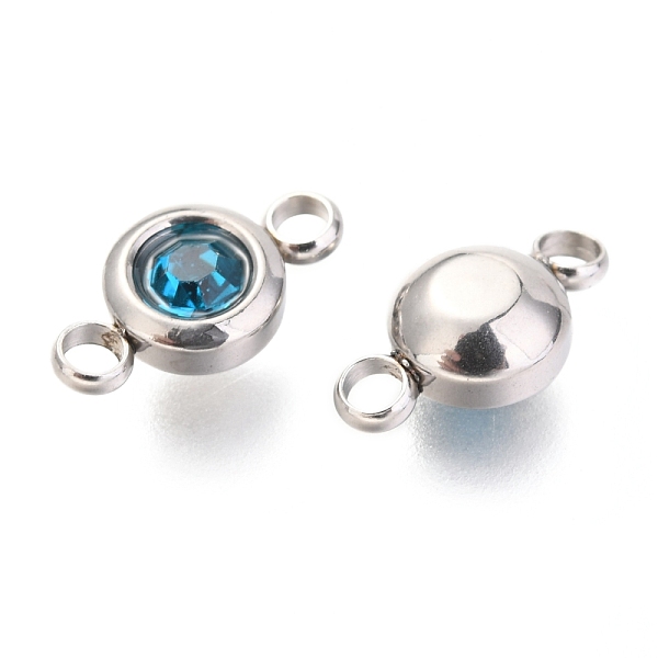 

PandaHall 304 Stainless Steel Rhinestone Links Connectors, Flat Round, Stainless Steel Color, Blue Zircon, 12x6.5x4mm, Hole: 2mm 304..., Cyan