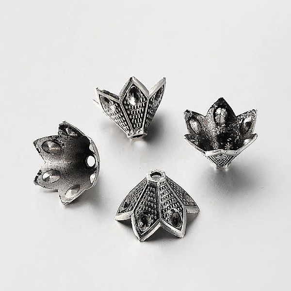 

PandaHall Tibetan Style Alloy Flower Bead Caps, Antique Silver, 12x18mm, Hole: 2mm Alloy