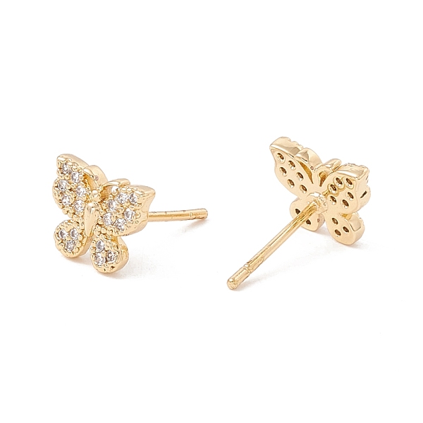 

PandaHall Clear Cubic Zirconia Butterfly Stud Earrings, Brass Jewelry for Women, Lead Free & Cadmium Free, Real 18K Gold Plated, 7.5x9mm...