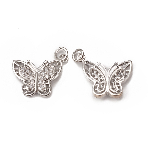 

PandaHall Brass Micro Pave Cubic Zirconia Charms, Hollow Butterfly Charm, with Jump Ring, Platinum, 21x18.5x2.5mm, Hole: 3mm Brass+Cubic..., Clear