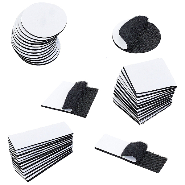 

PandaHall 36 Sets 3 Styles Double Sided Self Adhesive Hook and Loop Tapes, Magic Tapes with Nylon and Polyester, Mixed Shapes, White, 12...