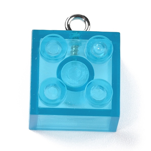 

PandaHall Resin Pendants, with Platinum Iron Loop, Toy Bricks, Deep Sky Blue, 21x15.5x11mm, Hole: 2.6mm Iron+Resin Others