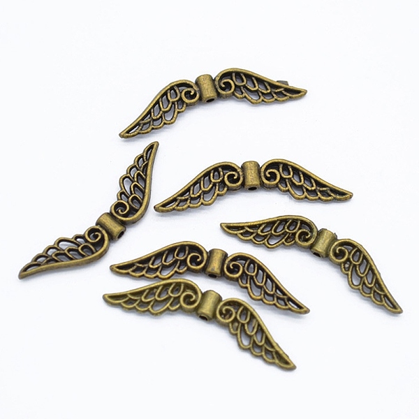 

PandaHall Tibetan Style Alloy Beads, Wing, Antique Bronze, 31x8x2mm, Hole: 1.2mm Alloy Wing