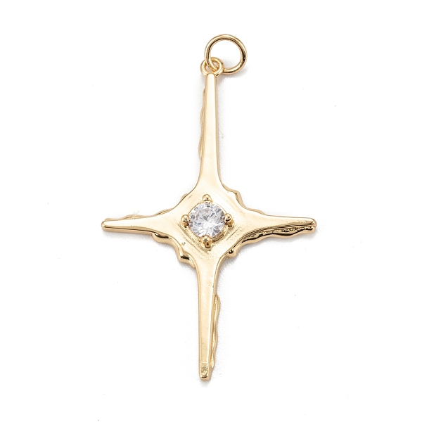 

PandaHall Brass Micro Pave Clear Cubic Zirconia Pendants, Long-Lasting Plated, Cross, Real 18K Gold Plated, 39.5x25x3.5mm, Hole: 3.5mm, Ring...