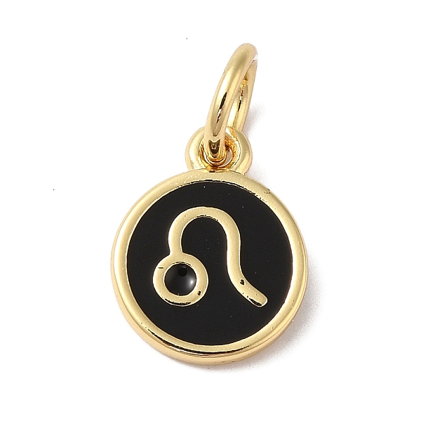 

PandaHall Real 18K Gold Plated Brass Enamel Charms, with Jump Ring, Long-Lasting Plated, Lead Free & Cadmium Free, Flat Round with Leo..., Black