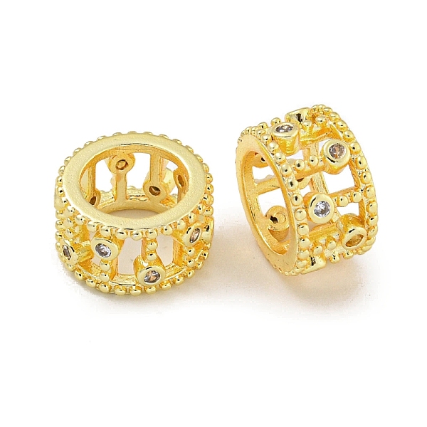 

PandaHall Rack Plating Brass Micro Pave Clear Cubic Zirconia European Beads, Large Hole Beads, Long-Lasting Plated, Lead Free & Cadmium Free...