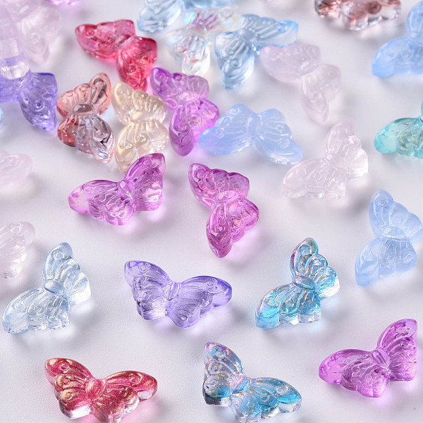 

PandaHall Transparent Spray Painted Glass Beads, Butterfly, Mixed Color, 8x15x4.5mm, Hole: 1mm Glass Butterfly Multicolor