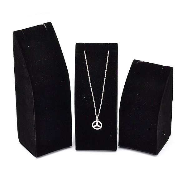 

PandaHall Wood Necklace Rectangle Displays, Covered with Velvet, Long Chain Necklace Display Stand, Black, 11~17x5.5x5.5cm Velvet Black
