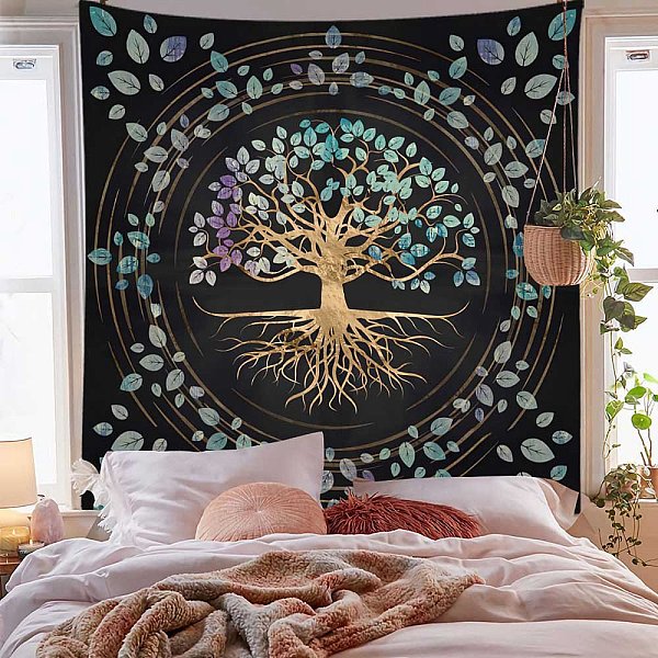 

PandaHall Polyester Tree of Life Pattern Trippy Wall Hanging Tapestry, Sun Moon Hippie Tapestry for Bedroom Living Room Decoration...