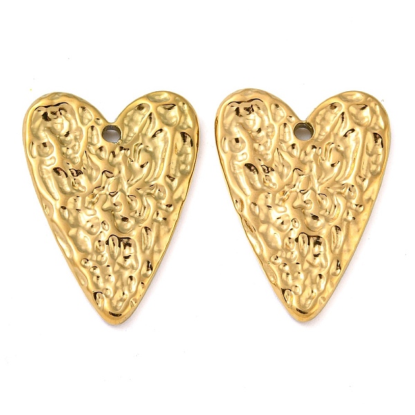 

PandaHall 316 Surgical Stainless Steel Pendants, Textured, Heart Charm, Golden, 26x19x2mm, Hole: 1.6mm 316 Surgical Stainless Steel Heart
