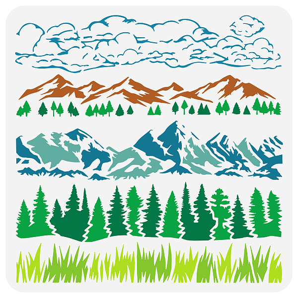 

PandaHall PET Hollow Out Drawing Painting Stencils, for DIY Scrapbook, Photo Album, Mountain, 30x30cm Plastic Mountain