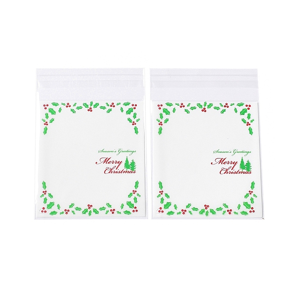 

PandaHall Christmas Theme Plastic Bakeware Bag, with Self-adhesive, for Chocolate, Candy, Cookies, Square, Lime, 130x100x0.2mm, about..., Green