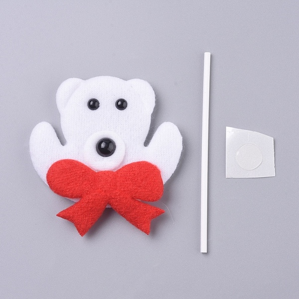 PandaHall Bear Shape Christmas Cupcake Cake Topper Decoration, for Party Christmas Decoration Supplies, White, 75x75x12mm Fibre Bear White