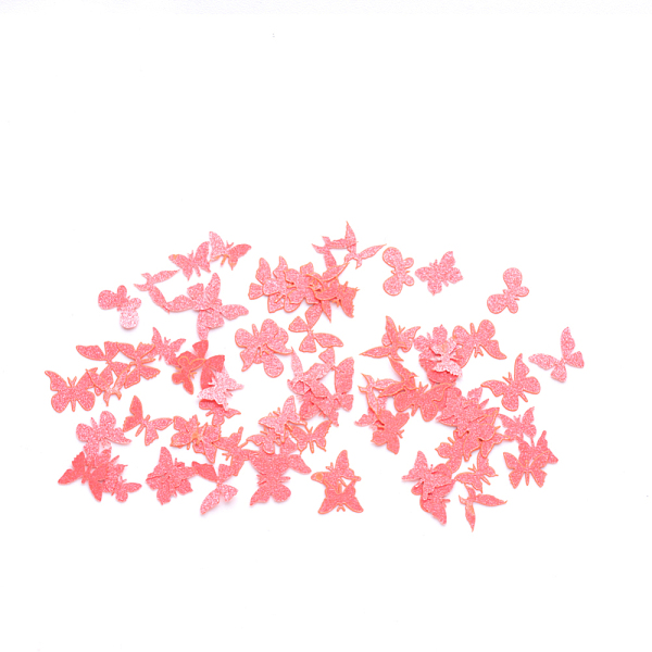 

PandaHall Paper Cabochons, Nail Art Decorations, Lifelike Butterfly, Light Coral, 3~5x4~7x0.1mm Paper Butterfly Red