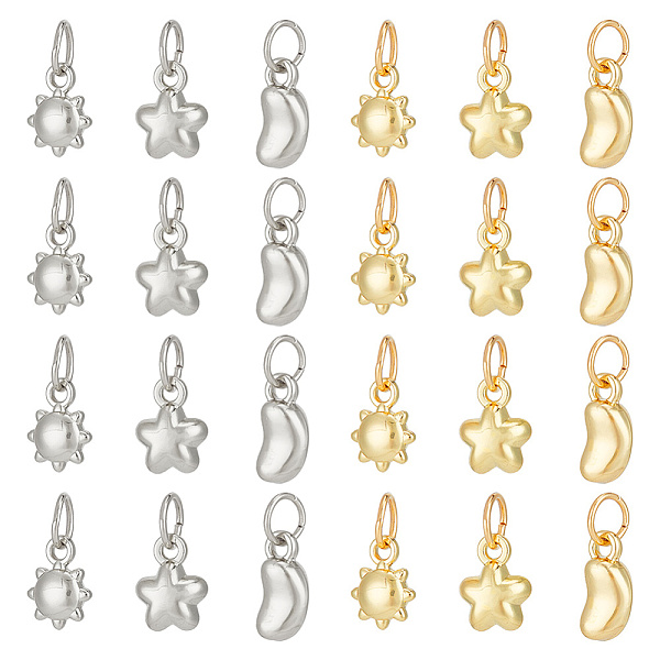 

PandaHall arricraft 24 Pcs Sun Moons Star Charms, 3 Styles Alloy Celestial Charms with Jump Ring Metal Dangle Pendants for Necklace Bracelet...