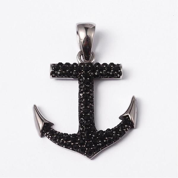 

PandaHall 316 Surgical Stainless Steel Rhinestone Pendants, Anchor, Jet, 34.5x30x4mm, Hole: 10x5mm Stainless Steel+Rhinestone Anchor & Helm..., Black