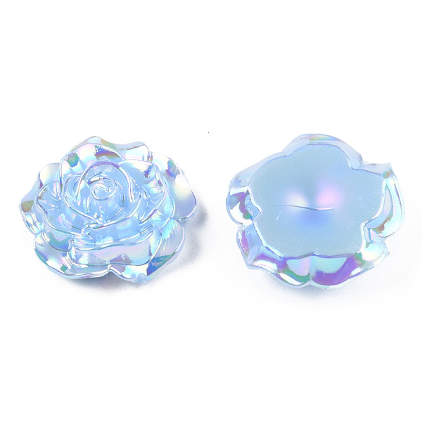 

PandaHall Opaque ABS Plastic Cabochons, AB Color Plated, Rose, Cornflower Blue, 24x23.5x9mm ABS Plastic Flower