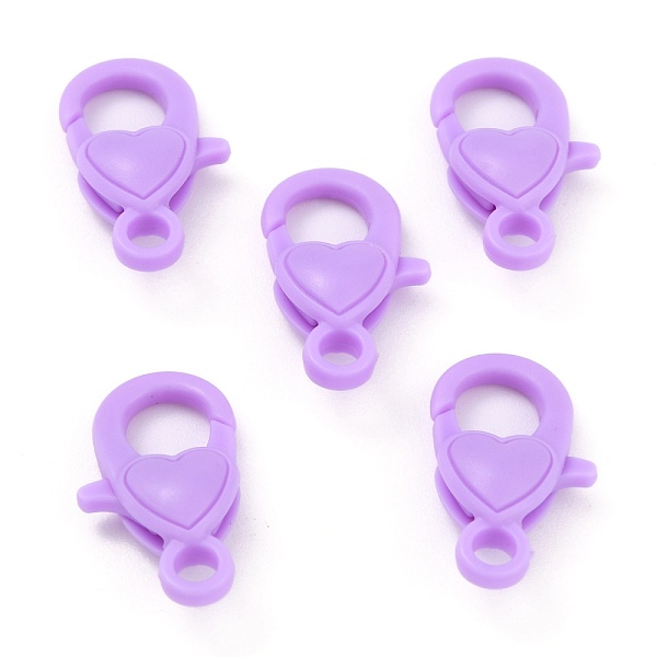 

PandaHall Plastic Lobster Claw Clasps, Heart, Lilac, 22.5x13x6.5mm, Hole: 3mm Plastic Heart Purple