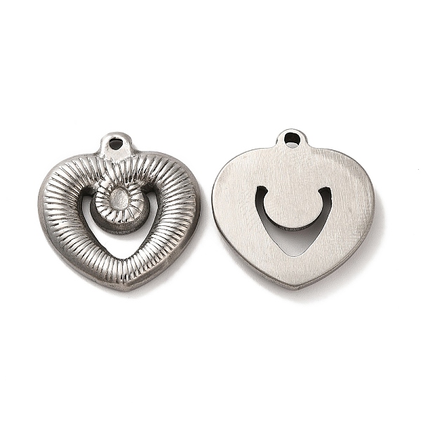 

PandaHall 304 Stainless Steel Pendants, Heart Charm, Stainless Steel Color, 23x22x3mm, Hole: 2mm 304 Stainless Steel Heart