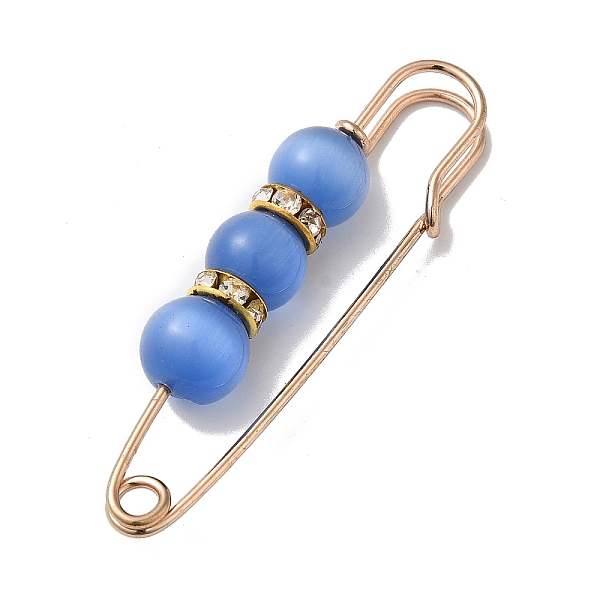 

PandaHall Zinc Alloy Kilt Pins, with Resin Bead, Light Gold, Blue, 57.5x17x10mm Alloy Blue