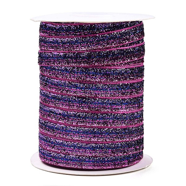 

PandaHall Glitter Sparkle Ribbon, Polyester & Nylon Ribbon, Orchid, 3/8 inch(9.5~10mm), about 50yards/roll(45.72m/roll) Polyester None..., Purple