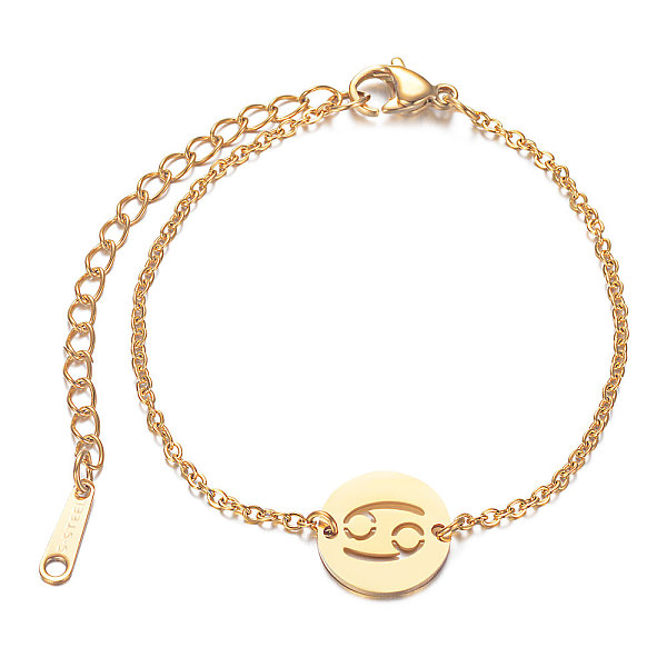 

PandaHall 201 Stainless Steel Link Bracelets, with Cable Chains and Lobster Claw Clasps, Flat Round with Constellation, Cancer, 6 inch~6-3/4...
