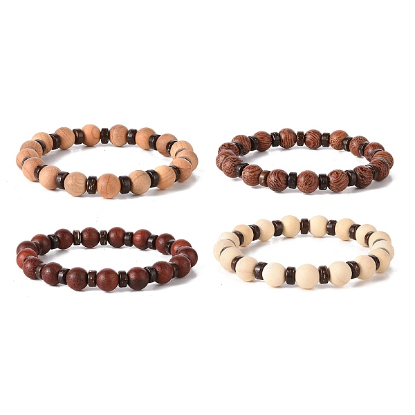 

PandaHall Wooden Beaded Bracelet Sets, Coconut Bead Stretch Bracelets for Women Men, Mixed Color, Inner Diameter: 2-1/8 inch(5.4cm)..., Multicolor