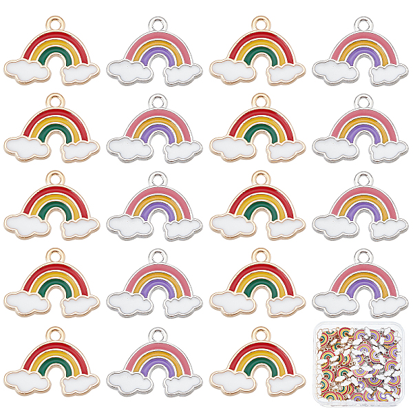 

PandaHall SUNNYCLUE 1 Box 80Pcs 2 Styles Alloy Enamel Rainbow Charm Weather Cloud Colorful Charms for jewellery Making Charms Bulk Metal..., Multicolor