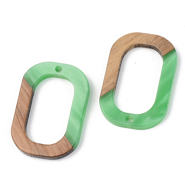 

PandaHall Opaque Resin & Walnut Wood Pendants, Oval Ring, Green, 28x19.5x3mm, Hole: 2mm Resin+Wood Oval Green