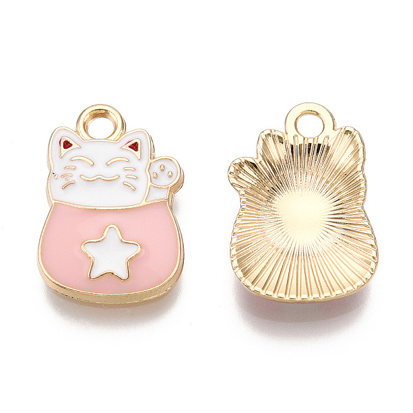 

PandaHall Alloy Enamel Kitten Pendants, Light Gold, Beckoning Cat/Maneki Neko with Star Shape, Pink, 18.5x12.5x3mm, Hole: 2mm Alloy+Enamel...