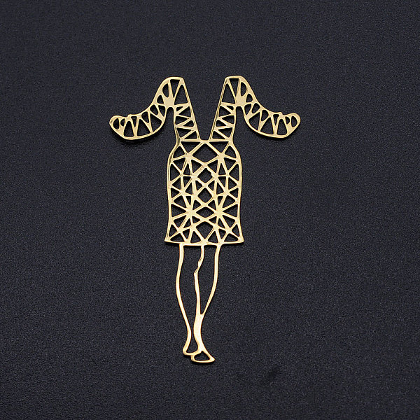 

PandaHall 201 Stainless Steel Filigree Joiners, Woman, Golden, 60x38x1mm 201 Stainless Steel Human