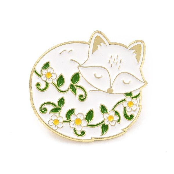 

PandaHall Fox with Flower Enamel Pin, Animal Alloy Enamel Brooch for Backpack Clothes, Golden, Green, 26x26x9.5mm, Pin: 1mm Alloy+Enamel...