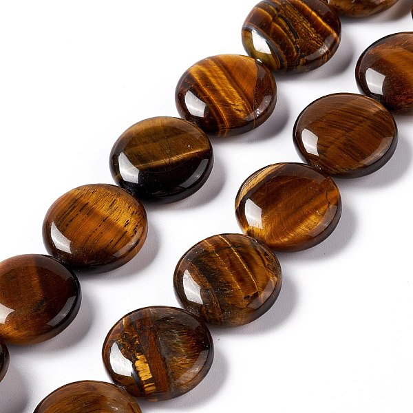 

PandaHall Natural Tiger Eye Beads Strands, Flat Round, 19.5~20.5x7~8mm, Hole: 1mm, about 20pcs/strand, 15.55''~15.98''(39.5~40.6cm) Tiger...