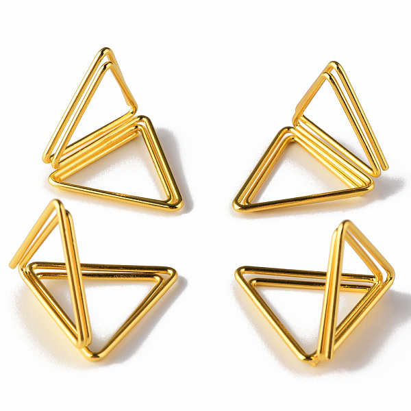 

PandaHall Mini Iron Place Card Holders, Cute Table Card Holders, for Wedding, Parties, Triangle, Golden, 17x23x24~30mm Iron Triangle