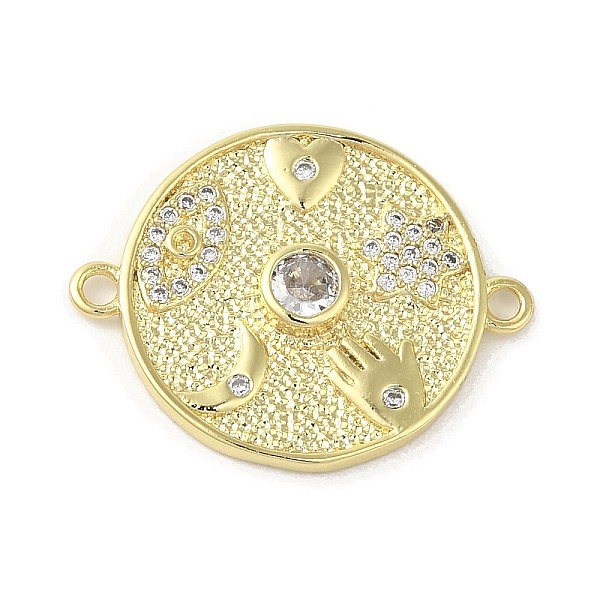 

PandaHall Rack Plating Brass Pave Clear Cubic Zirconia Flat Round Connector Charms, Long-Lasting Plated, Cadmium Free & Lead Free, Real 18K...