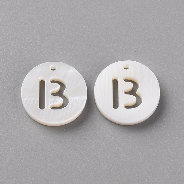 

PandaHall Natural Freshwater Shell Pendants, Flat Round with Letter, Letter.B, 12x1.5mm, Hole: 1mm Freshwater Shell Letter B White