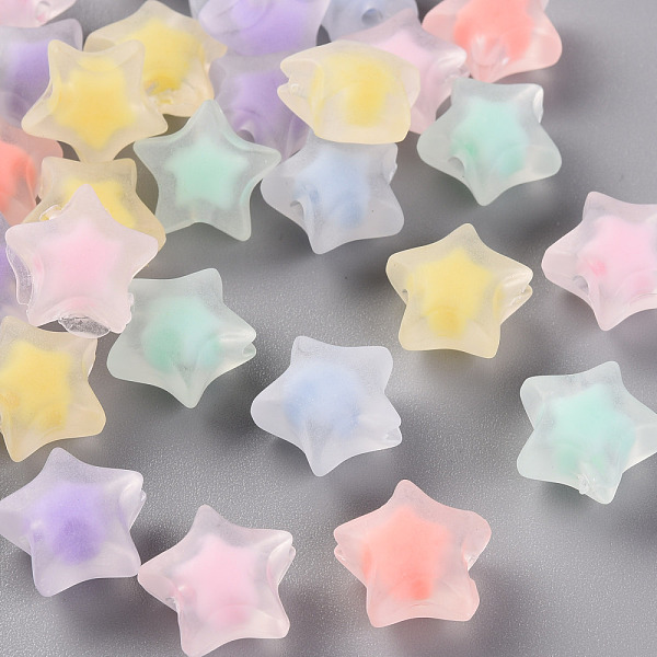 

PandaHall Transparent Acrylic Beads, Frosted, Bead in Bead, Star, Mixed Color, 14x15x8.5mm, Hole: 2mm, about 518pcs/500g Acrylic Star..., Multicolor