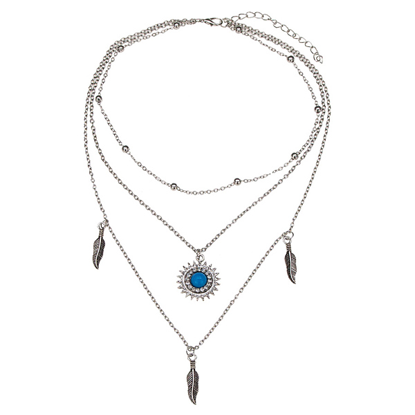 

PandaHall Alloy Rhinestone Tiered Necklaces, 3 Layer Necklaces, with Resin and Lobster Claw Clasps, Feather, Antique Silver, 18.11 inch..., Clear
