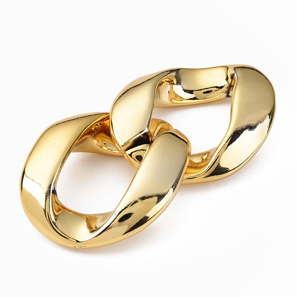 

PandaHall UV Plating Acrylic Linking Rings, Quick Link Connectors, for Curb Chains Jewelry Making, Twist Oval, Light Gold, 48x42x14mm, Inner...