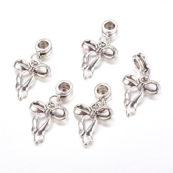 

PandaHall Alloy European Dangle Charms, Bowknot, Antique Silver, 34mm, Hole: 5mm Alloy Bowknot