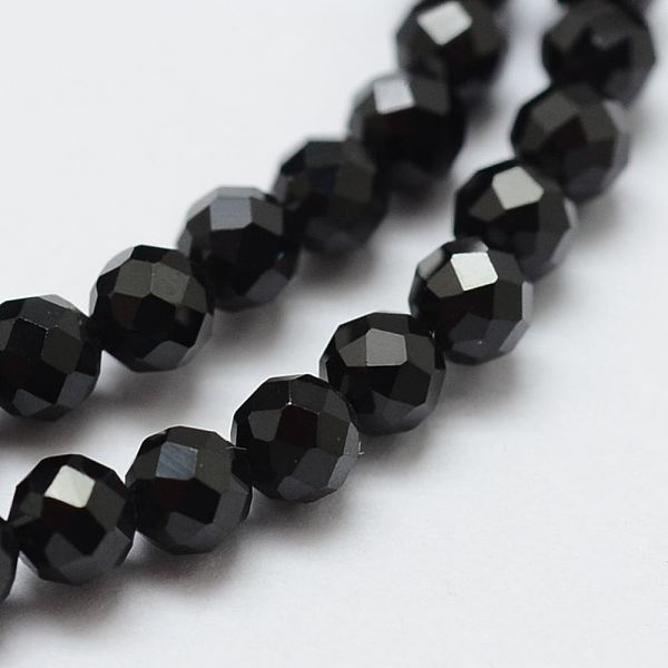 

PandaHall Natural Black Spinel Beads Strands, Faceted, Round, 3mm, Hole: 0.5mm, about 132pcs/strand, 14.8 inch Spinel Round