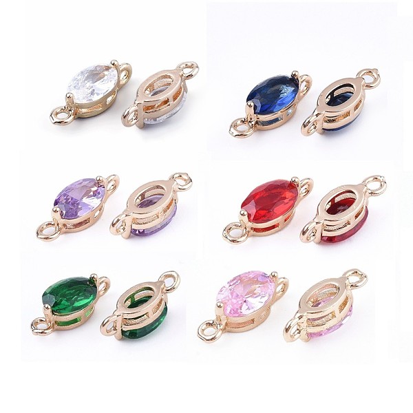 

PandaHall Transparent Glass Links connectors, with Brass Findings, Faceted, Oval, Light Gold, Mixed Color, 11x4x4mm, Hole: 1mm Glass Oval..., Multicolor